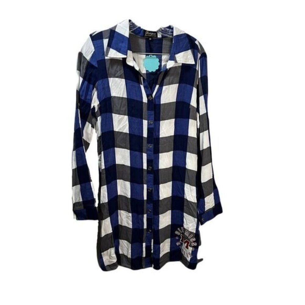 Women's Sport Blue/Black Headway Long Sleeve Plaid Tunic‎ Medium